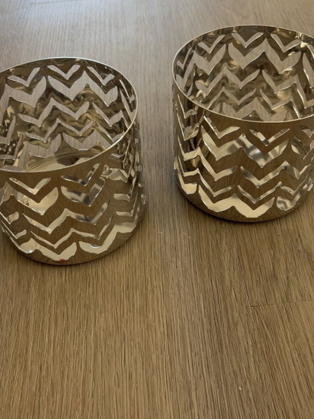 Slatkin and Co Bath Body Works Chevron Silver Candle Holder Set Of 2